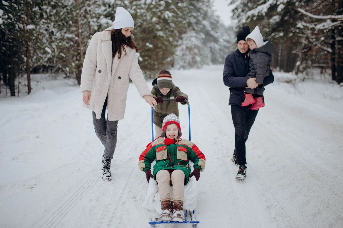 Family enjoying a snowy day outdoors (representative image)