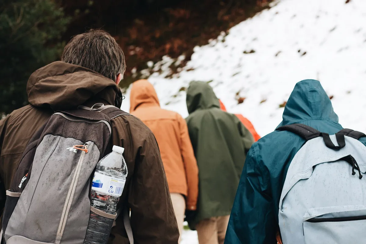 Hikers following a winter mountain trail (representative image)